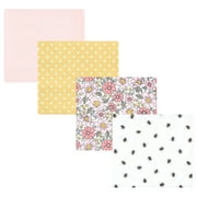 Luvable Friends Hudson Baby Flannel Receiving Blankets 4pk, Pink Yellow Floral