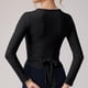 thumbnail image 3 of MHFRRA Camisetas de Mujer para Uso Diario, Cuello En V, Manga Larga con Diseño de Lazo, Estilo Casual y Cómodo para Todas Las Estaciones, para Bailar y Actividades de Ocio. Negro, 3 of 4