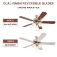 thumbnail image 5 of Ceiling Fans with Lights, Pull Chain Control, Reversible AC Motor, Walnut/Silver Reversible Blades, Flush Mount and Downrod Mount, Vintage Ceiling Fan for Bedroom Living Room(52-Inch), 5 of 8