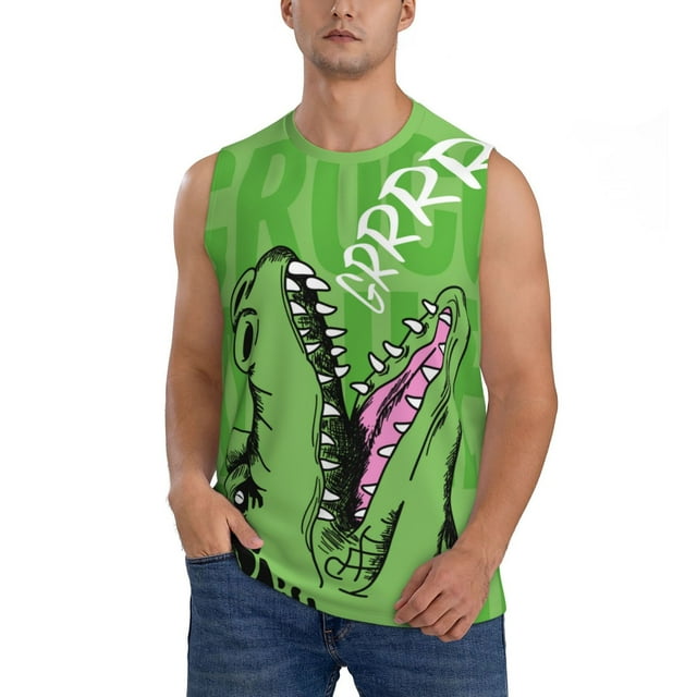 Fotbe CROCODILE HEAD Men's Camiseta sin Mangas Estampada para Hombres, Playera Casual para Gimnasio, Entrenamiento, Playa-Large