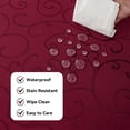 thumbnail image 3 of Spring Jacquard Rectangle Tablecloth, Waterproof Damask Curly Floral Pattern Table Cloth, Washable Decorative Polyester Table Cover for Kitchen/Dining/Parties - Burgundy, 60 x 120 Inch, 3 of 6