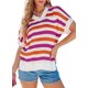 thumbnail image 1 of Blusa tipo túnica Dokotoo para mujer, cuello en V, manga corta, a rayas, rosa, 1 of 6