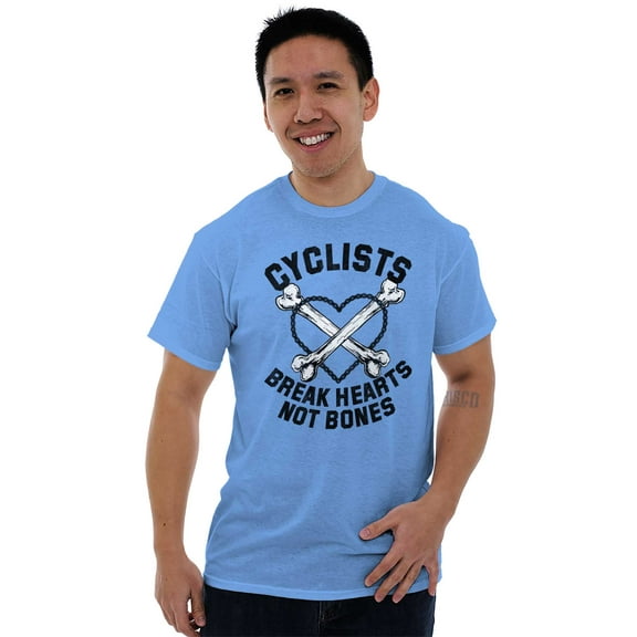 Cyclists Break Hearts Not Bones Biker Plus Size Crewneck Graphic Tee Shirt Brisco Brands 2X