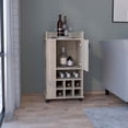 thumbnail image 5 of Newboti Furniture Bar cart cabinet, with 6 built-in bottle racks, 1 interior shelve, 2 side shelves, 4-wheel, 1 space with wood door to store glasses, cups, coffee or snacks, Light gray 43908, 5 of 5