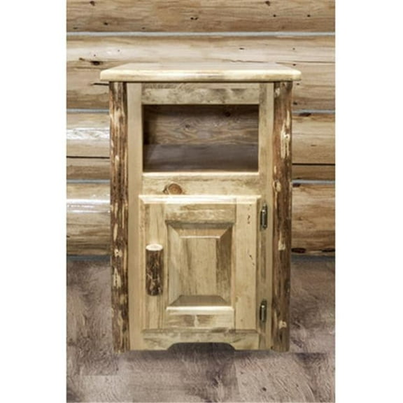 Glacier Country End Table with Door Right Hinged, Stained & Lacquered
