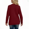 thumbnail image 4 of ZQUUVOU Women's Cable Sweater V Neck Button Down Soft Cardigan Long Sleeve Knit Open Front Loose Fall Outerwear Burgundy, 4 of 5