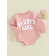 thumbnail image 3 of Gupgi Baby Girl Sweatshirt Romper Infant Ruffle Long Sleeve Crew Neck Letter Embroidery Jumpsuit, 3 of 9