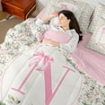 thumbnail image 4 of Castle Fairy Teens Boys Girls Bowknot Personalized Initial N 7-Piece Twin Bedding Sets,Chic Flower Rose Bedding Comforter Set,Dreamy Princess Breathable Sheet Sets,Microfiber Bedroom Decor, 4 of 8