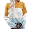 thumbnail image 1 of Bowake Women's Fall Sweaters Long Sleeve Crew Neck Color Block Casual Loose Trendy Knit Pullover Jumper Tops, 1 of 5