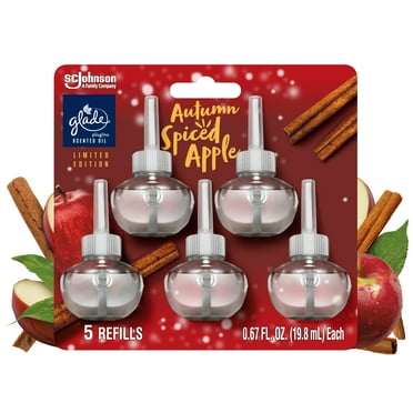 Glade PlugIns Scented Oil, Stocking Stuffers, Autumn Spiced Apple, Fragrance Infused with Essential Oils, 0.67 oz, 5 Count