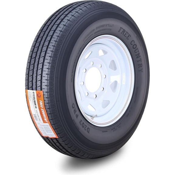 Free Country Trailer Tire Wheel Assembly ST235/80R16 10-Ply E 124M 8 Lug on 6.5" PCD White Spoke Rim