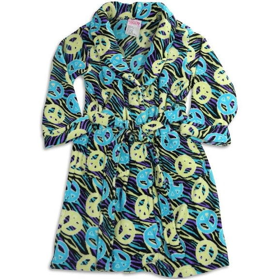 Sweet n Sassy - Little Girls' Peace Signs Robe 27495-4/5 (Blue Peace)