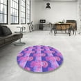 thumbnail image 4 of Ahgly Company Machine Washable Indoor Square Transitional Heliotrope Purple Area Rugs, 3' Square, 4 of 7
