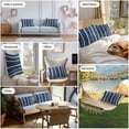 thumbnail image 6 of Navy Blue Boho Outdoor Pillow Covers Pack of 2 Geometric Vertical Stripes Modern Art Waterproof Throw Pillow Covers Decorative Cushion Cases for Patio Garden Tent Balcony Couch 20x12 inch, 6 of 8