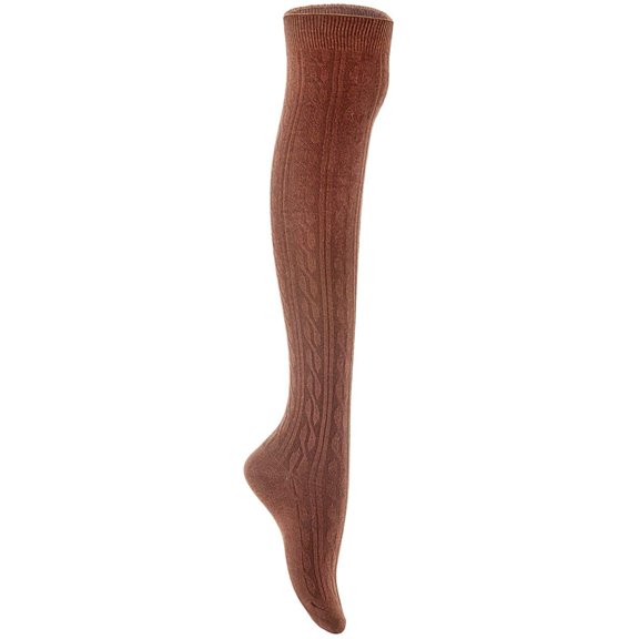 Lian LifeStyle Women's 1 Pair Adorable Comfortable Soft Thigh High Over Knee High Cotton Socks Size 6-9 L1024 Coffee