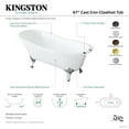 thumbnail image 5 of Aqua Eden VCT7D673122ZB1 67-Inch Cast Iron Oval Single Slipper Clawfoot Tub (7-Inch Faucet Drillings) in White/Polished Chrome, 5 of 8