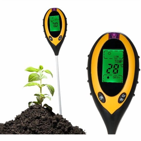 PinesC 4 in 1 Soil Tester PH Temperature Moisture Sunlight Intensity Tester Humidity Meter