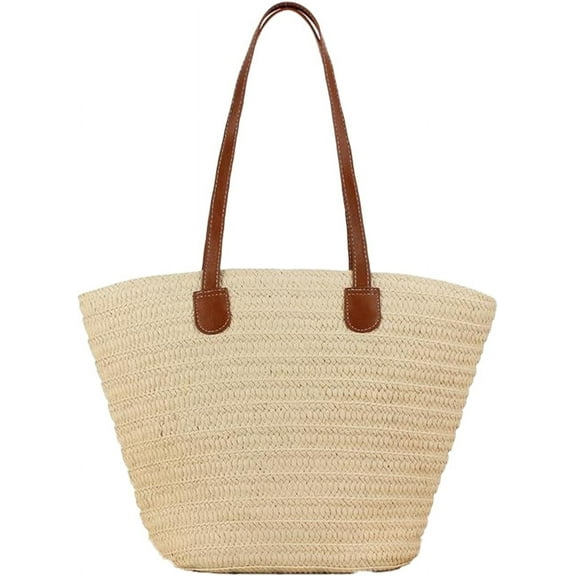 Straw Bag Women Rattan Woven Shoulder Handbag Summer Beach Bag Top Handle Big Capacity Travel Tote