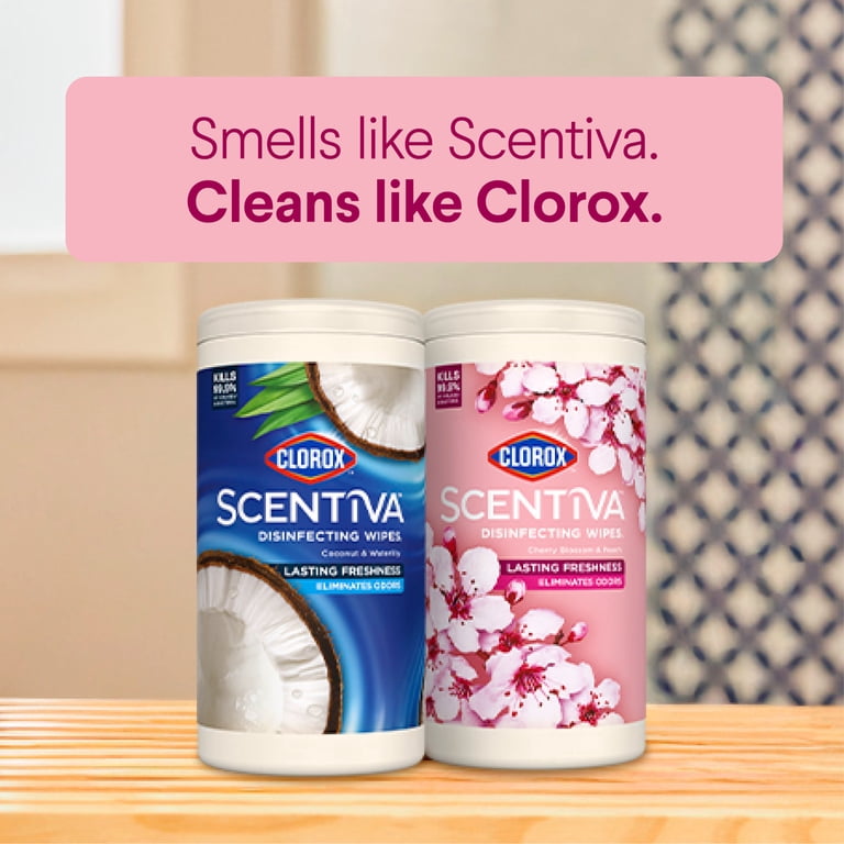 clorox wipes cigarette smell Clorox Scentiva Disinfecting Wipes, Value Pack, 75 Count Each, Pack of 2, Size: 150 ct