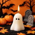 thumbnail image 4 of Halloween Ghost Candle Figurine Decor, Cute Spooky Wax Centerpiece Ornament Stable Base, Tabletop Party Home Display for Halloween Haunted House Decoration, 4 of 7