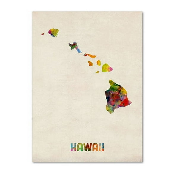 Trademark Fine Art Michael Tompsett Hawaii Map Canvas Wall Art - 14x19