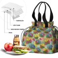 thumbnail image 4 of Pioneer Flower Floral Print Pattern Drawstring Lunch Bag Women - Drawstring Lunch Bag Insulated for Work Office - Stain-Resistant Large Lunchbags for Women with Multi-Pockets, 4 of 6