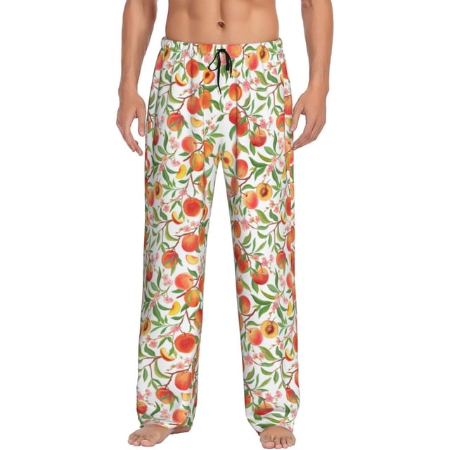 Balery Fruits Peach2 Pantalones de pijama para hombre, pijama ultraligero, pantalón de descanso-X-Large