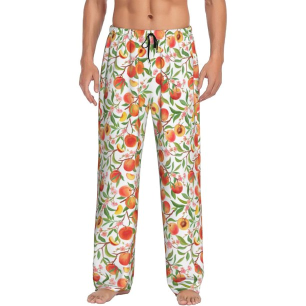 Balery Fruits Peach2 Pantalones de pijama para hombre, pijama ultraligero, pantalón de descanso-Medium