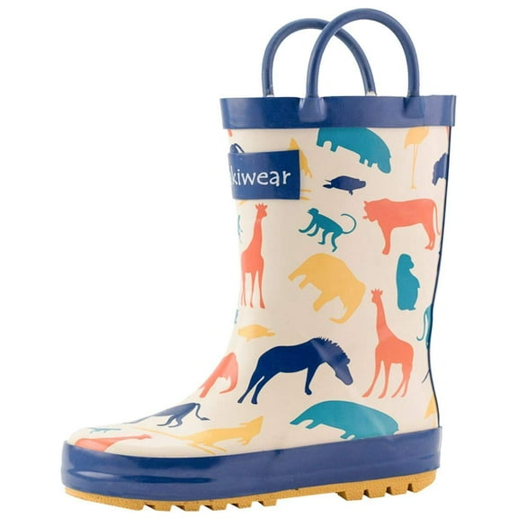 Oaki Kids Waterproof Rubber Rain Boots with Easy-On Handles