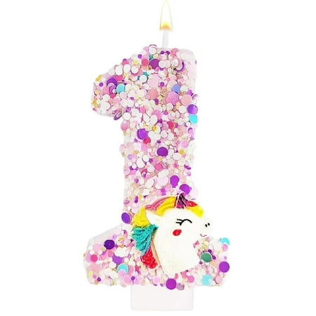 0-9 Number Birthday Candle,Happy Birthday Cake Candle， Unicorn Themed Party Supplies