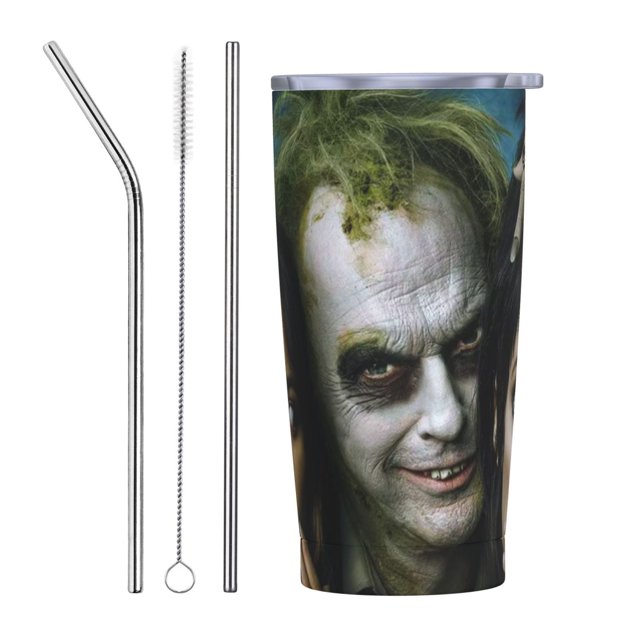 Taza de café Beetlejuice 2024 con tapa, 20 oz, vaso de viaje de acero inoxidable que se mantiene frío durante 9 horas y caliente durante 3 horas