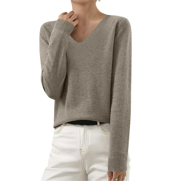 Suéter de cuello en V para mujer, cárdigan de primavera y otoño, cárdigan de punto de manga larga y gran tamaño para mujer.