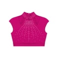 thumbnail image 5 of CHICTRY Kids Girls Shiny Rhinestone Mock Cutout Neck Dance Crop Top Athletic Shirts Lyrical Dance Tanks Camisole Hot Pink 8, 5 of 7