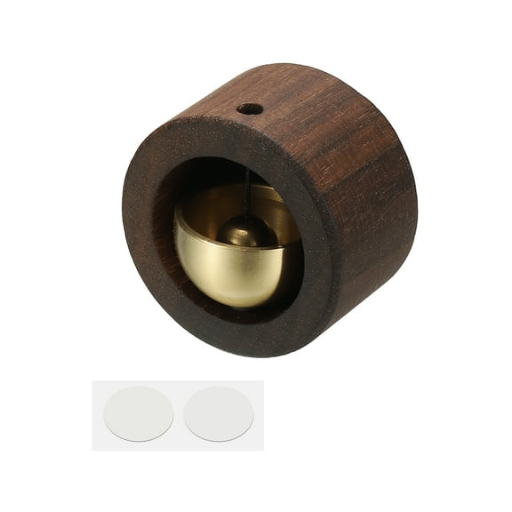 Shopkeepers Bell, Wood Chime Hanging Magnetic Door Bell Self-adhesive Hanging Jingle Doorbell for Door Opening Business When Entering Refrigerator Decoration, Brown, Mini Round