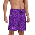 thumbnail image 2 of Rateoe Purple Glitter Print Men's Lounge Shorts – Soft & Breathable Pajama Bottoms with Pockets, Elastic Waistband, Lightweight Sleepwear for Nightwear & Loungewear-Small, 2 of 6