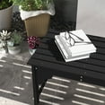 thumbnail image 6 of Outdoor Sofa, Wooden Garden Bench, Outdoor Park Bench with Slatted Seat, Backless Front Porch Bench with Curved Seat for Conservatory, Garden, Poolside, Deck, Black, Black Patio Furniture, 6 of 10