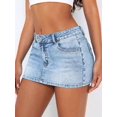 thumbnail image 5 of Light Wash High-Waisted Bodycon Mini Denim Skirt, 5 of 12