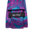 thumbnail image 4 of Hi-Tie Purple Blue Paisley Ties for Men Woven Silk Necktie Pocket Square Cufflink Set Wedding Business, 4 of 6