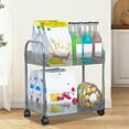 thumbnail image 5 of Slim Rolling Storage Cart Narrow Places Clear Organizer Shelf with Wheels Tight Spaces Organizer Rack for Bathroom Office Dorms Kitchen 2 Tier (Gray), 5 of 6