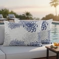 thumbnail image 4 of Blue White Outdoor Waterproof Pillow Covers, Abstract Grey Chrysanthemum Flower Floral Decorative Rectangle Throw Pillowcase Sofa Cushion Sham for Patio/Couch/Chair, 20"x12" 2 Pack, 4 of 8