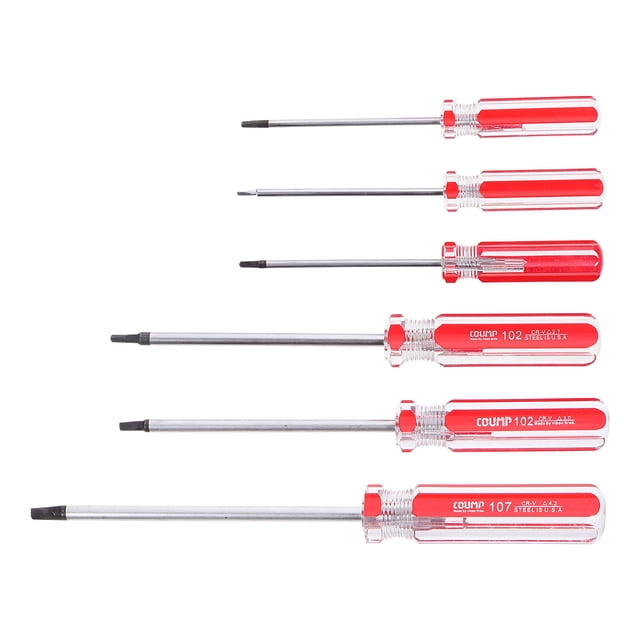 OUNONA Red Alloy Steel Triangle Head Screwdriver Set for Home Use 6 Pieces Lightweight Durable Tools