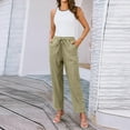 thumbnail image 6 of Huankd Petite Pants For Women Linen Pants Women Petite Straight Leg Pants Women Cotton Linen Pants Women Army Green M, 6 of 9