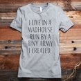 thumbnail image 2 of Thread Tank I Live In A Madhouse Run By A Tiny Army I Created Women's Fashion Relaxed Crewneck T-Shirt Tee Heather Tan Small, 2 of 5