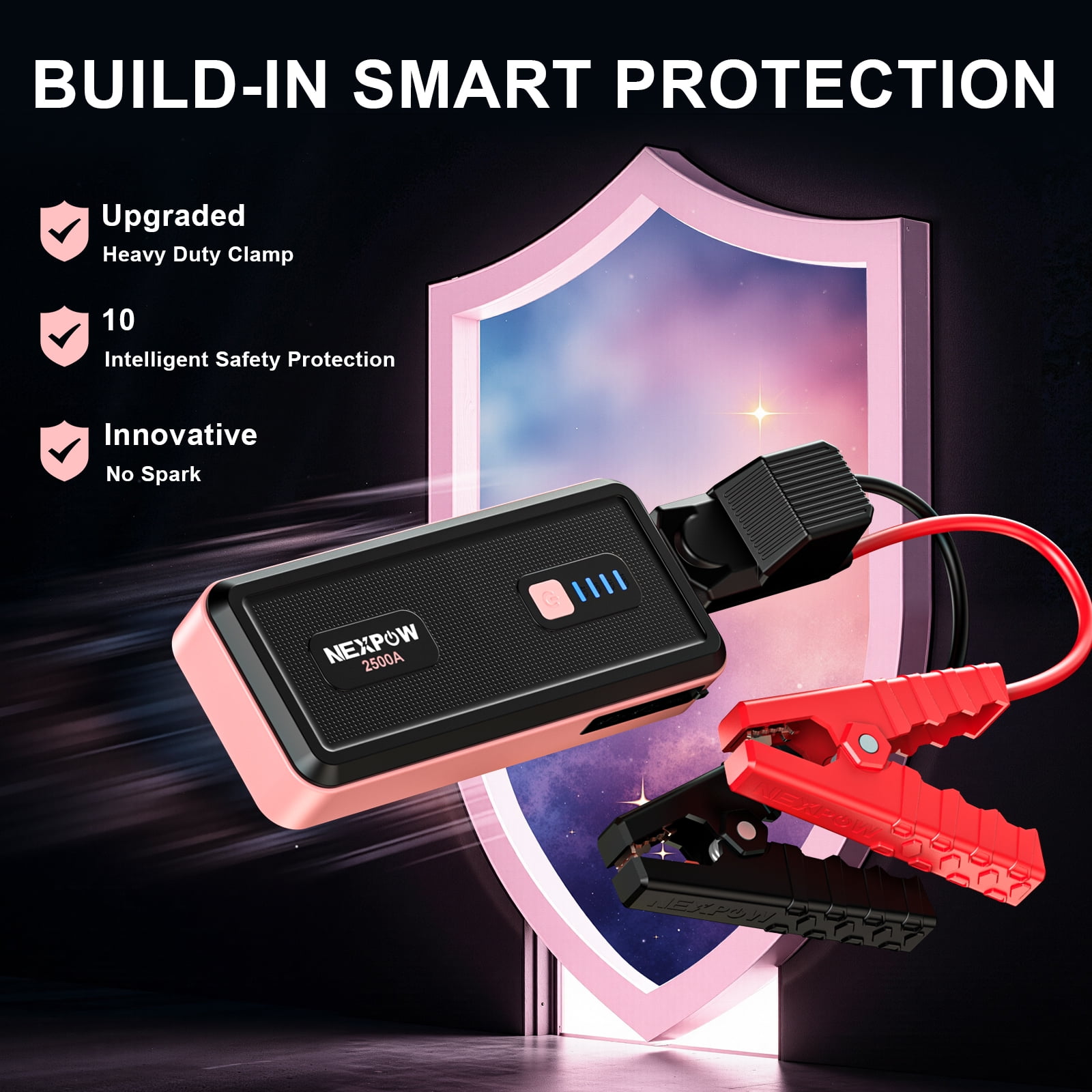NEXPOW 2500A Car Battery Jump Starter, 12V Jump Starter Battery Pack (up to 8.0L Gasoline and 6.0L Diesel Engine), Battery Booster with Jumper Cable