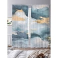 thumbnail image 3 of Abstract Cloud Effect Sheer Curtains 108 Inches Long 2 Panels Golden Green Marble Texture Light Filtering Semi Sheer Window Curtains Drapes for Bedroom Living Room 52"x108", 3 of 7