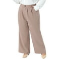 thumbnail image 4 of Agnes Orinda Women's Plus Size Suit Pants High Waist Soft Stretchy Button Business Casual Work Trousers with Pockets 2X Light Coffee, 4 of 6