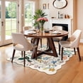 thumbnail image 4 of Washable 4x4 Square Area Rug: Floral Scalloped Soft Rugs For Living Room Bedroom Non Slip Bathroom Floor Mat Water Resistant Low Pile Carpet Kitchen Entryway (4x4 Cream), 4 of 7