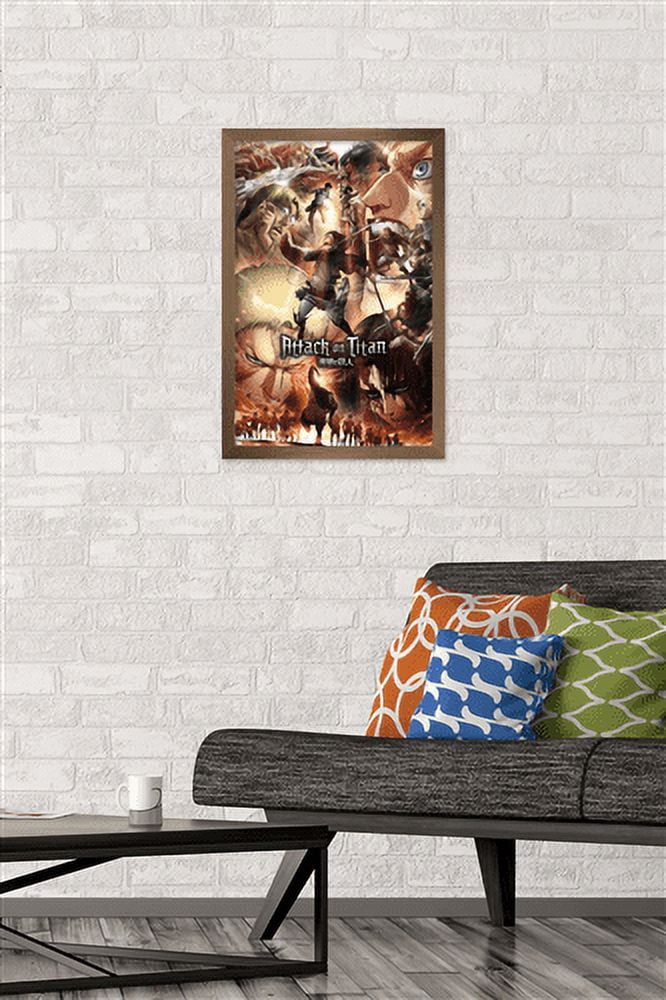 Attack on Titan: Season 3 - Key Art Wall Poster, 14.725" x 22.375", Framed