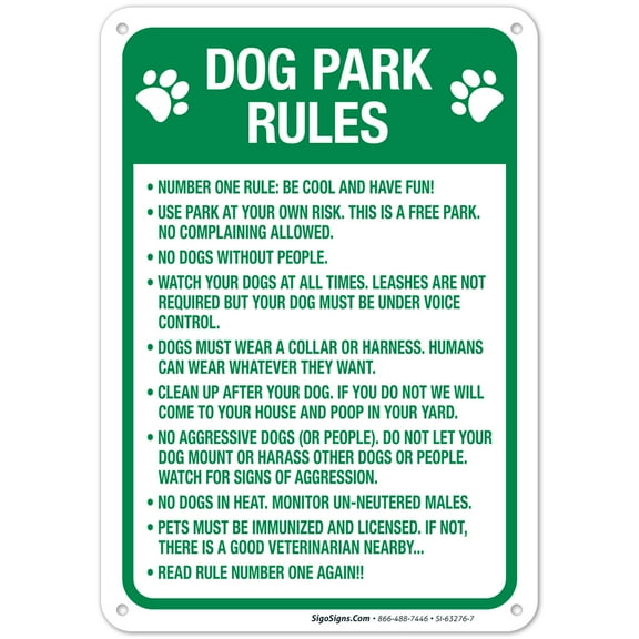Dog Park Rules Sign,