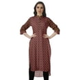 thumbnail image 1 of Moomaya Kurti en Coton Col Mandarin pour Femmes Robe Longue Imprimée Grande Taille, 1 of 6